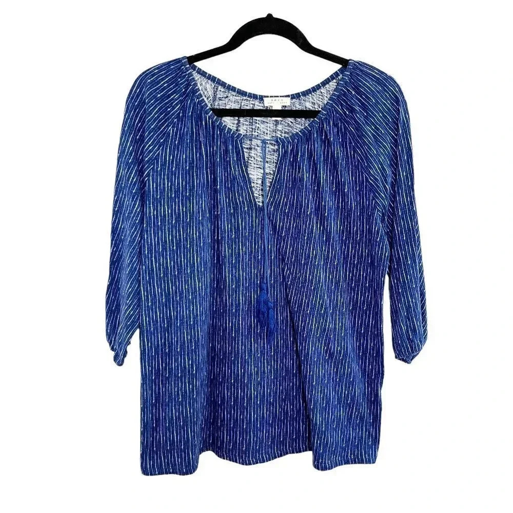 Soft Joie Blue & White 100% Cotton Oversized Tunic Top Women's Size XS